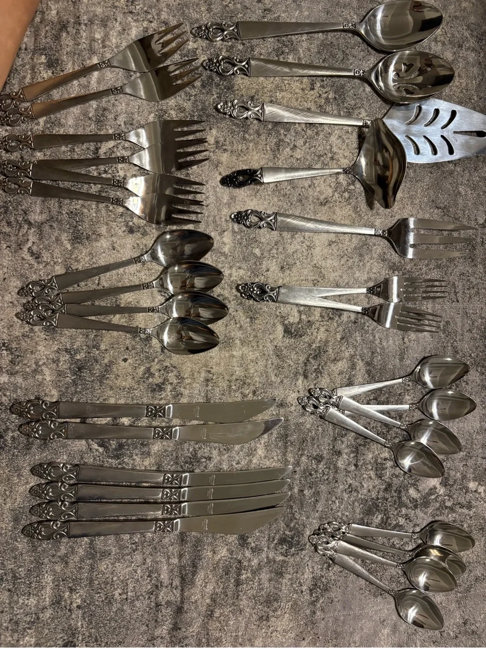 National Stainless Japan Silver-Tone Flatware Set - Floral Handle Design